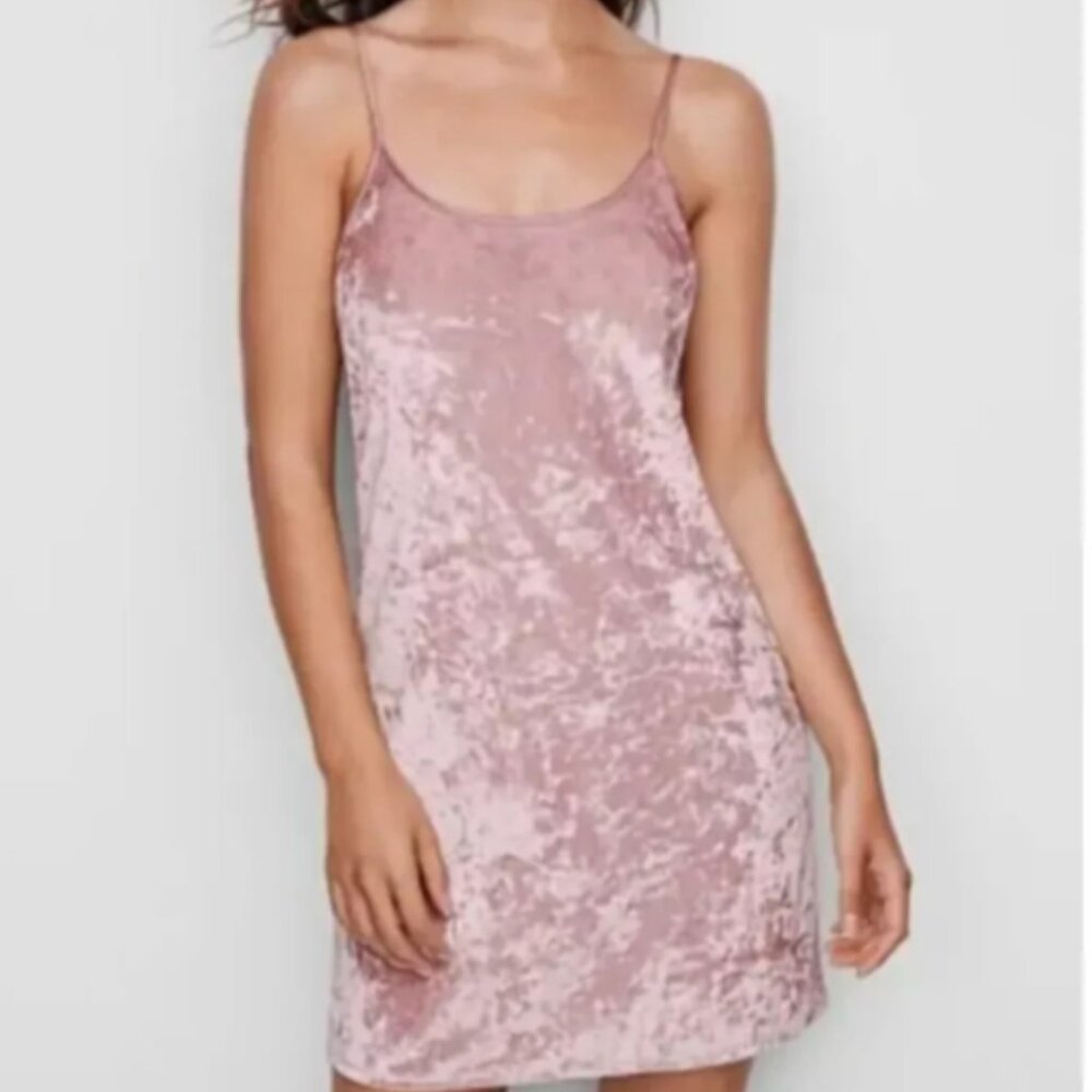 Victoria Secret Nightgowns Women's Crush Velvet DUSTY PINK Slip Chemise M/L